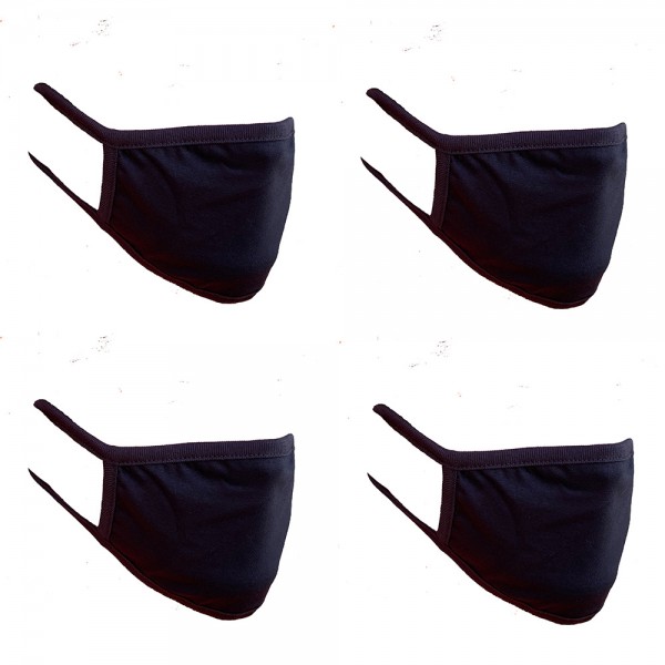 4 Stück Nasen-Mund-Maske oval in schwarz